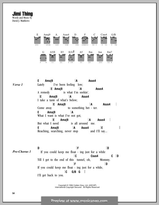Jimi Thing (Dave Matthews Band): Text und Akkorde by David J. Matthews