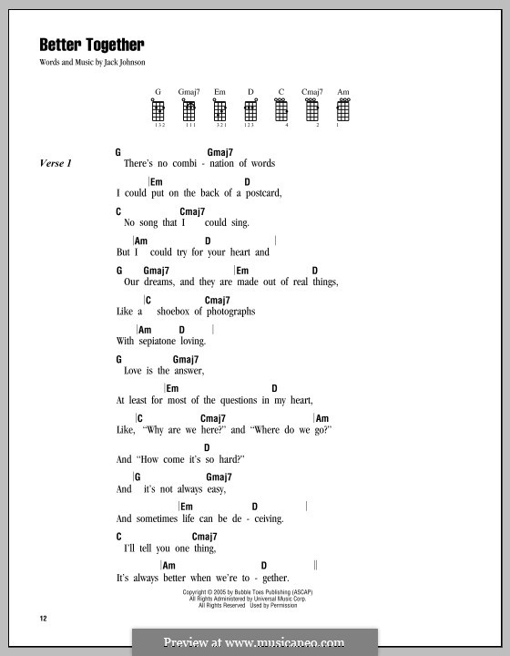 Better Together: Für Ukulele by Jack Johnson