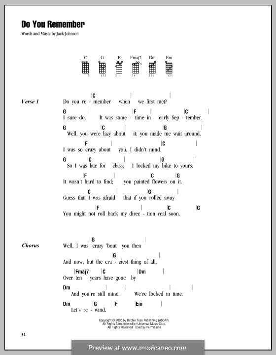 Do You Remember: Für Ukulele by Jack Johnson