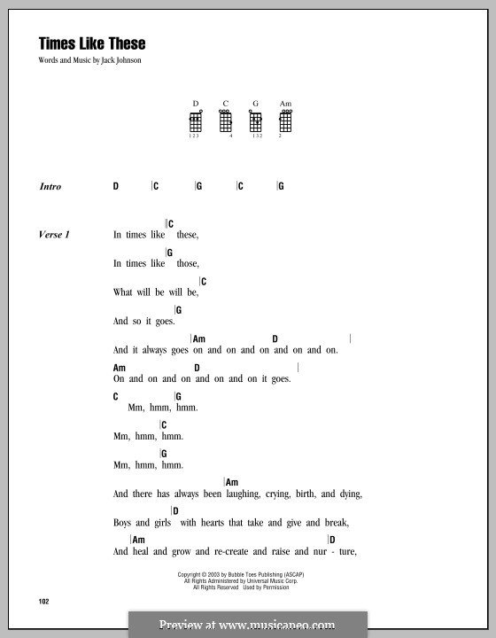 Times Like These: Für Ukulele by Jack Johnson