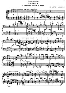 Partita für Violine Nr.2 in d-Moll, BWV 1004: Chaconne. Bearbeitung für Klavier by Johann Sebastian Bach