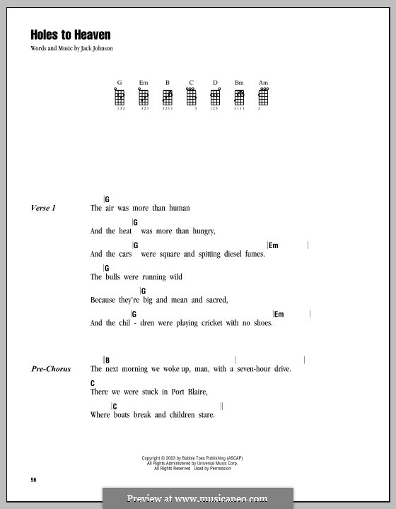 Holes to Heaven: Für Ukulele by Jack Johnson