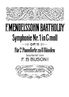 Sinfonie Nr.1 in c-Moll, Op.11: Version für zwei Klaviere, achthändig – Klavierstimme II by Felix Mendelssohn-Bartholdy