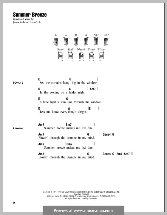 Summer Breeze (The Isley Brothers): Für Ukulele by Darrell Crofts, James Seals