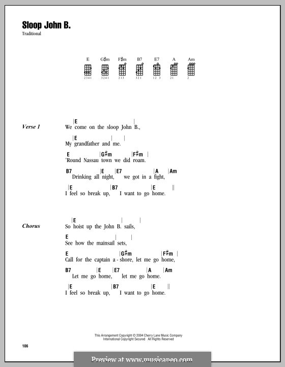 Sloop John B (The Beach Boys): Für Ukulele by folklore