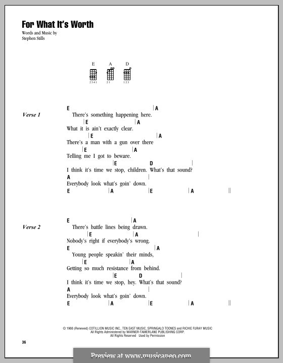 For What It's Worth (Buffalo Springfield) von S. Stills auf MusicaNeo