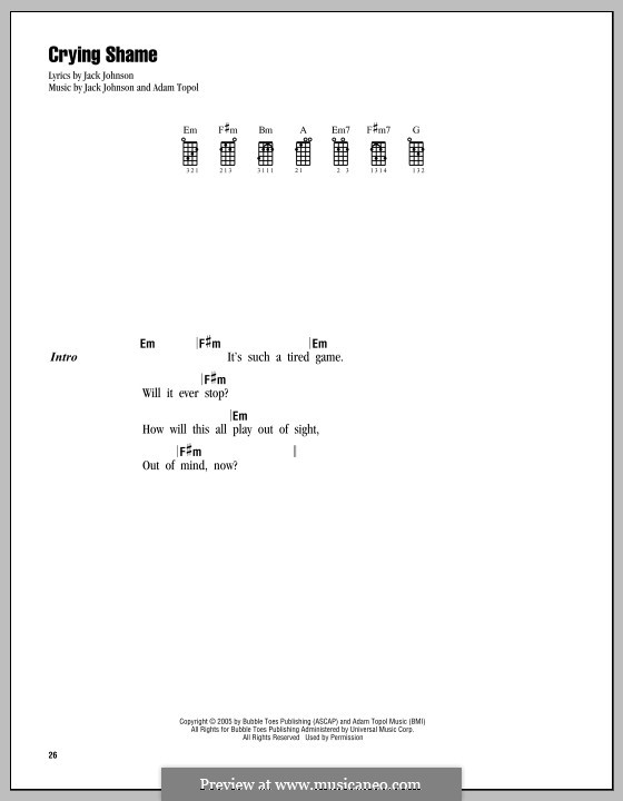 Crying Shame: Für Ukulele by Adam Topol