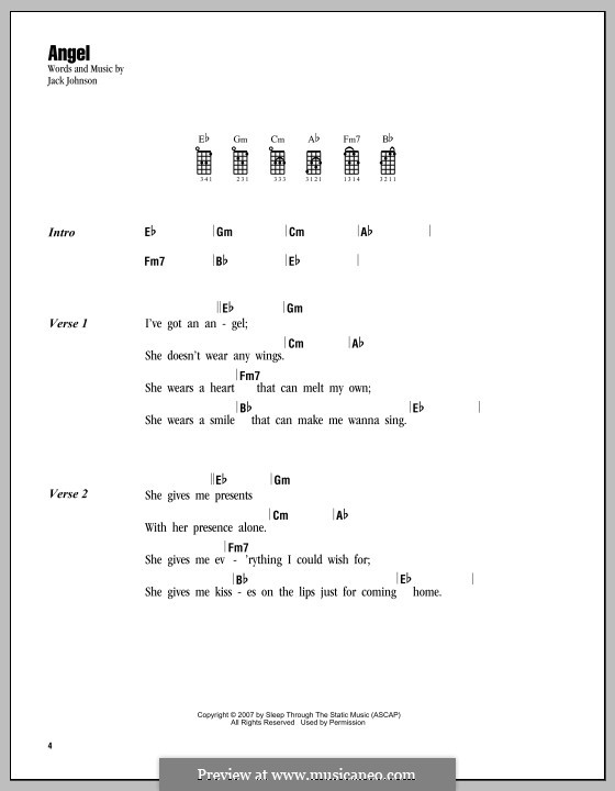 Angel: Für Ukulele by Jack Johnson