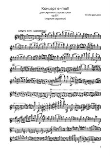 Konzert für Violine und Orchester in e-Moll, Op.64: Version für Violine und Klavier – Violinstimme by Felix Mendelssohn-Bartholdy