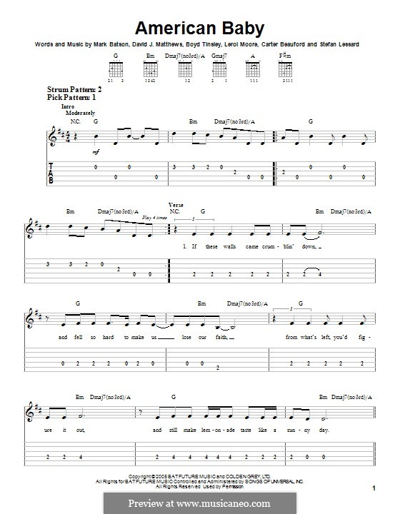 American Baby (Dave Matthews Band): Für Gitarre mit Tabulatur by Mark Batson