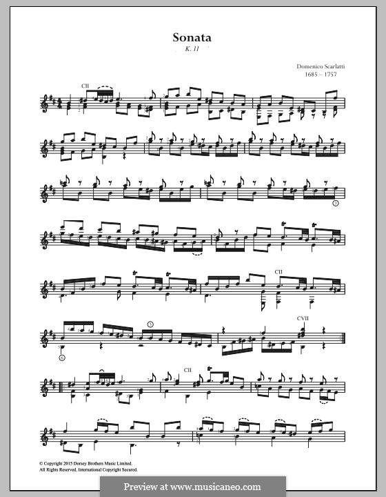 Sonate Nr.352 in cMoll, K.11 L.352 P.67 von D. Scarlatti auf MusicaNeo