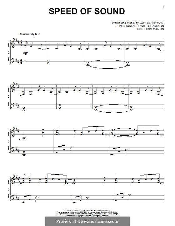 Speed of Sound (Coldplay): Für Klavier by Chris Martin, Guy Berryman, Jonny Buckland, Will Champion