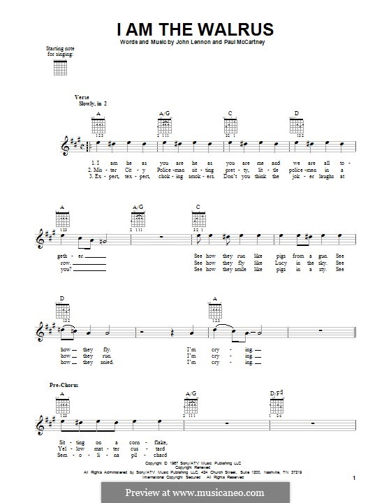 I am the Walrus (The Beatles): Für Gitarre mit Tabulatur by John Lennon, Paul McCartney