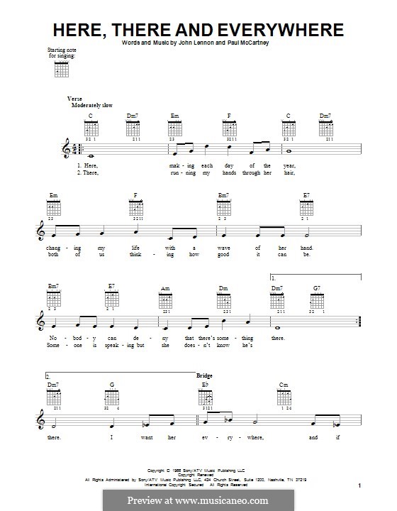 Here, There and Everywhere (The Beatles): Für Gitarre mit Tabulatur by John Lennon, Paul McCartney