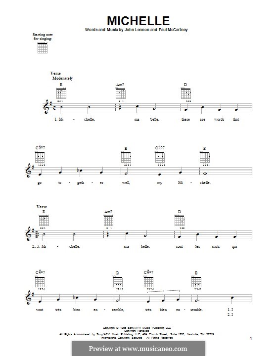 Michelle (The Beatles), for One Instrument: Für Gitarre mit Tabulatur by John Lennon, Paul McCartney