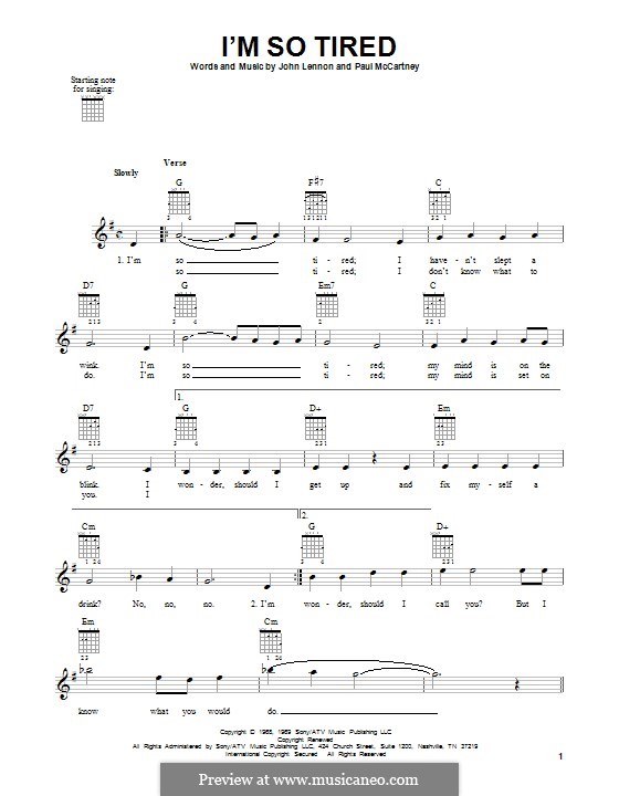 I'm So Tired (The Beatles): Für Gitarre by John Lennon, Paul McCartney
