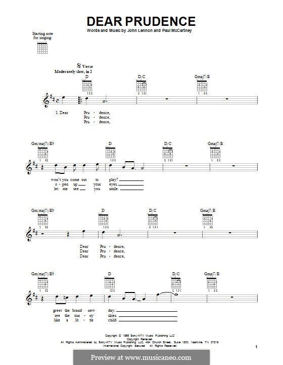 Dear Prudence (The Beatles): Für Gitarre mit Tabulatur by John Lennon, Paul McCartney