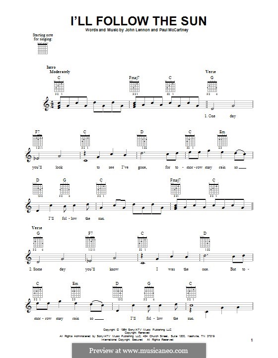 I'll Follow the Sun (The Beatles): Für Gitarre by John Lennon, Paul McCartney