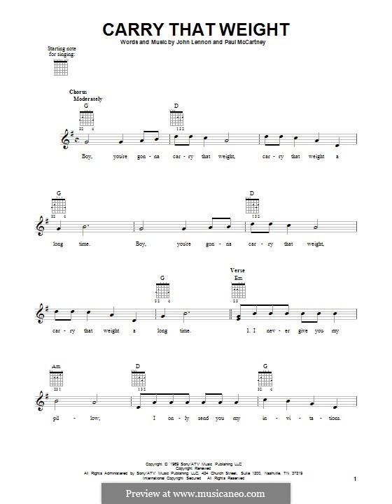 Carry That Weight (The Beatles): Für Gitarre by John Lennon, Paul McCartney