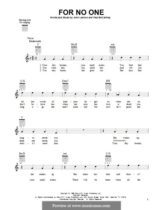 For no One (The Beatles): Für Gitarre mit Tabulatur by John Lennon, Paul McCartney