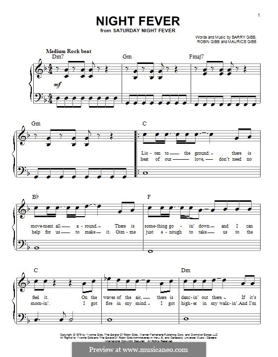 Night Fever (The Bee Gees): Für Klavier by Barry Gibb, Maurice Gibb, Robin Gibb