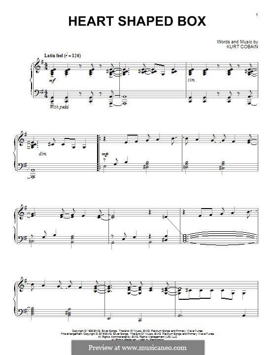Heart Shaped Box (Nirvana): Für Klavier by Kurt Cobain
