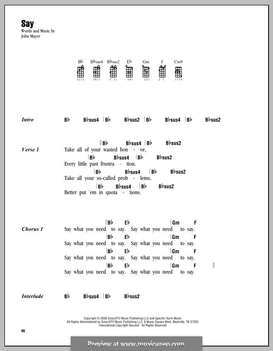 Say: Für Ukulele by John Mayer