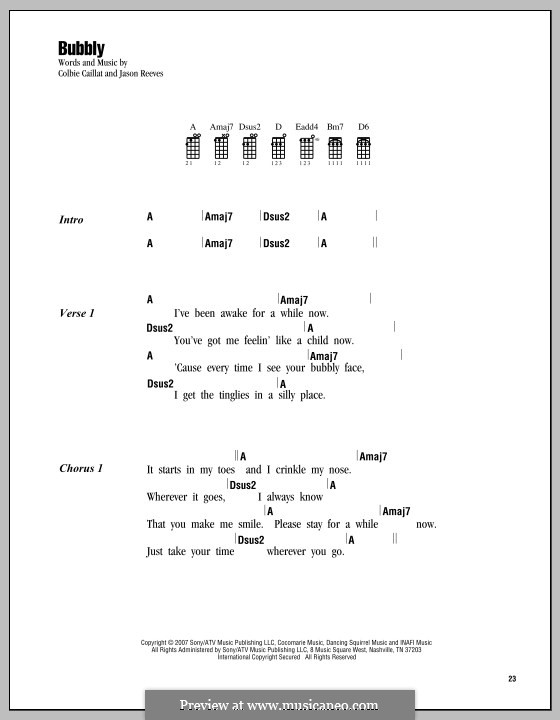 Bubbly Von J Reeves Noten Auf Musicaneo fur ukulele