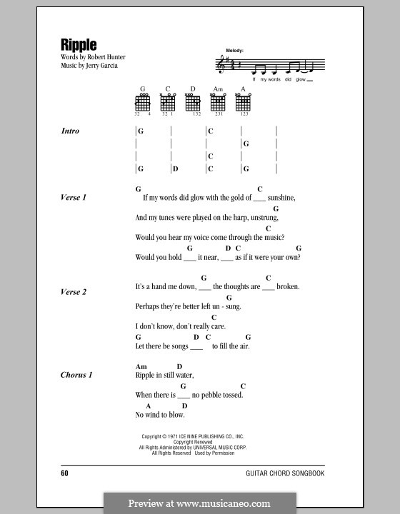 Ripple (The Grateful Dead): Text und Akkorde by Jerry Garcia, Robert Hunter