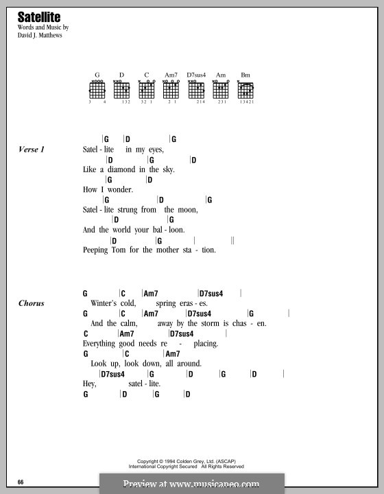 Satellite (Dave Matthews Band): Text und Akkorde by David J. Matthews