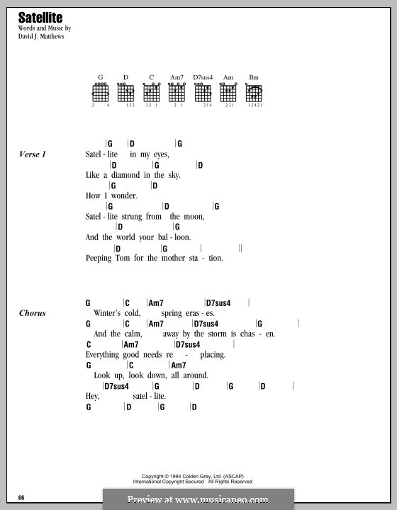 Satellite (Dave Matthews Band): Text und Akkorde by David J. Matthews