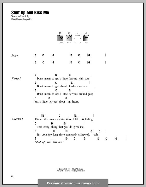 Shut Up and Kiss Me: Text und Akkorde by Mary Chapin Carpenter