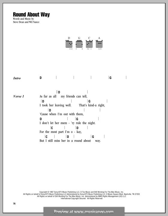 Round About Way: Text und Akkorde by Steve Dean, Wil Nance