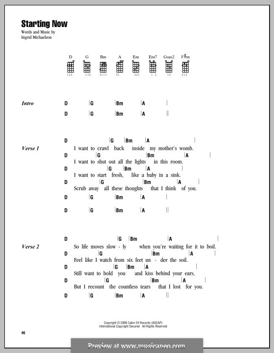 Starting Now: Für Ukulele by Ingrid Michaelson