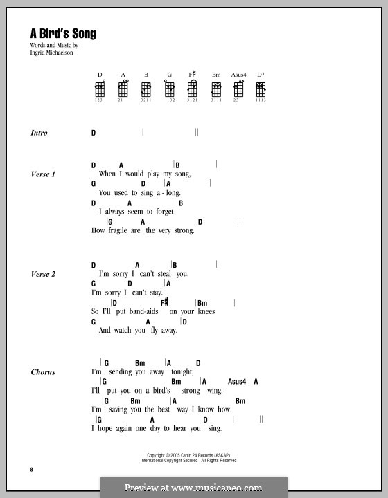 A Bird's Song: Für Ukulele by Ingrid Michaelson