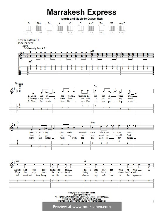 Marrakesh Express (Crosby, Stills & Nash): Für Gitarre mit Tabulatur by Graham Nash