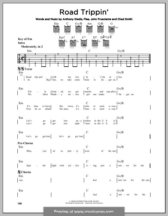 Road Trippin' (Red Hot Chili Peppers): Für Gitarre by Flea, Anthony Kiedis, Chad Smith, John Frusciante