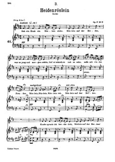 Heidenröslein, D.257 Op.3 No.3: Für tiefe Stimme und Klavier by Franz Schubert