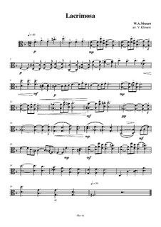 Lacrimosa: For string quartet – viola part, Ор.9 No.1 by Wolfgang Amadeus Mozart