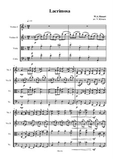 Lacrimosa: For string quartet – score, Ор.9 No.1 by Wolfgang Amadeus Mozart