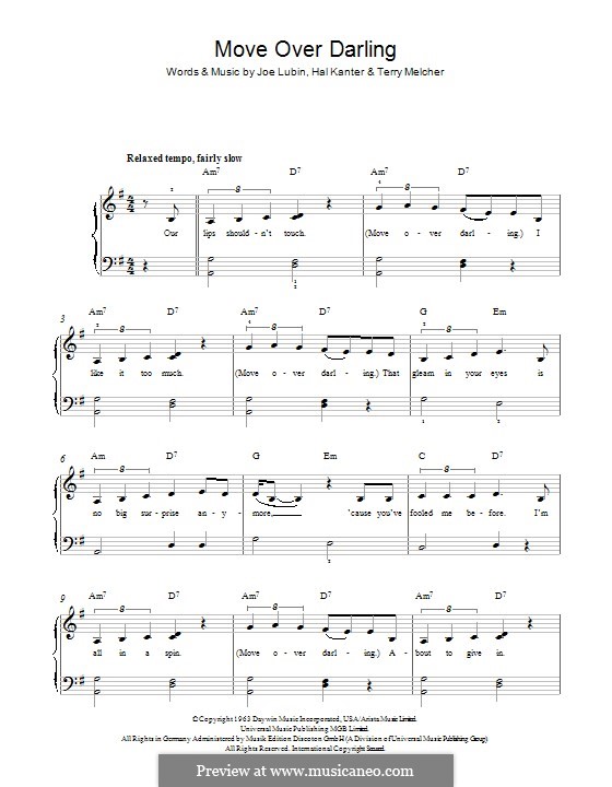 Move Over Darling (Doris Day): Für Klavier by Hal Kanter, Joe Lubin, Terry Melcher