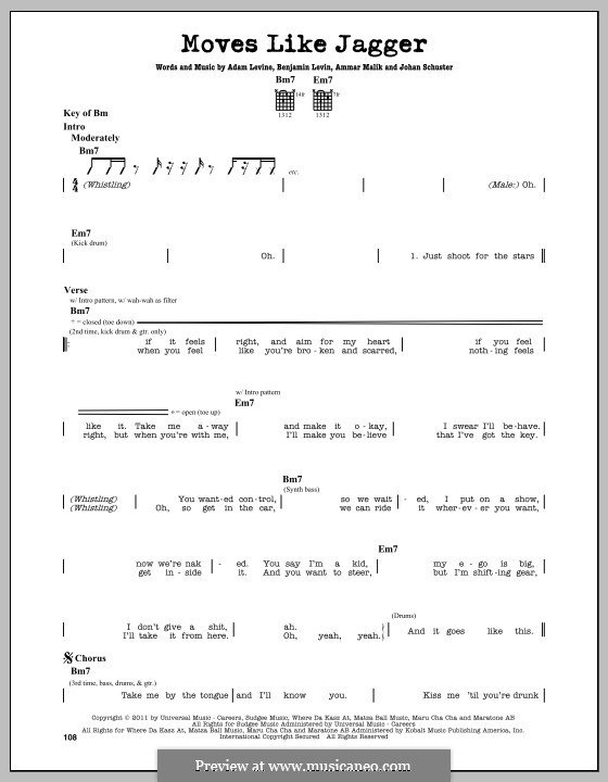 Moves Like Jagger (Maroon 5): Für Gitarre mit Tabulatur by Shellback, Adam Levine, Ammar Malik, Benjamin Levin