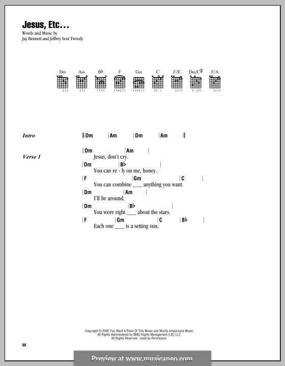 Jesus, Etc... (Wilco): Text und Akkorde by Jay Bennett, Jeff Tweedy