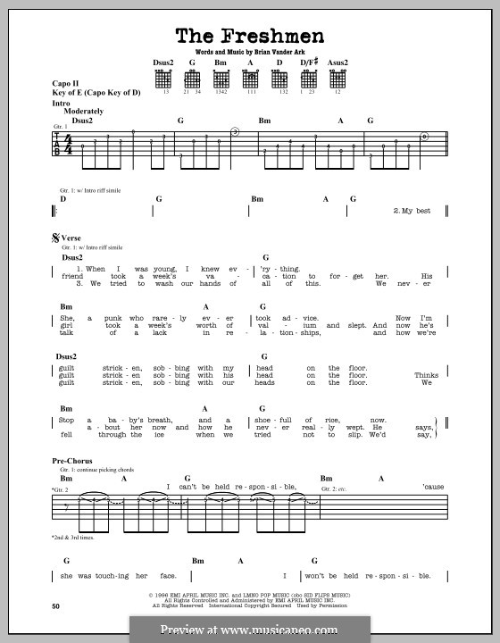 The Freshmen (The Verve Pipe): Für Gitarre mit Tabulatur by Brian Vander Ark