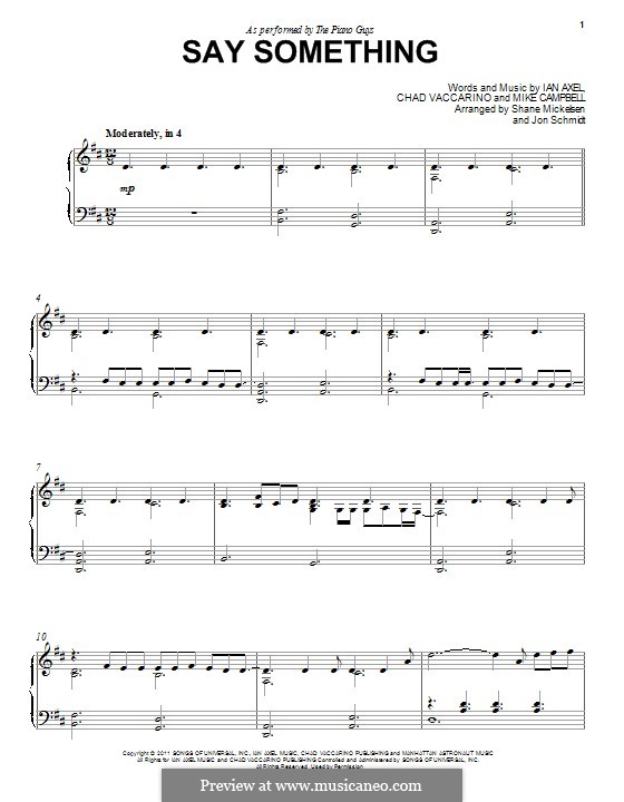 Say Something (A Great Big World): For piano (The Piano Guys) by Ian Axel, Chad Vaccarino