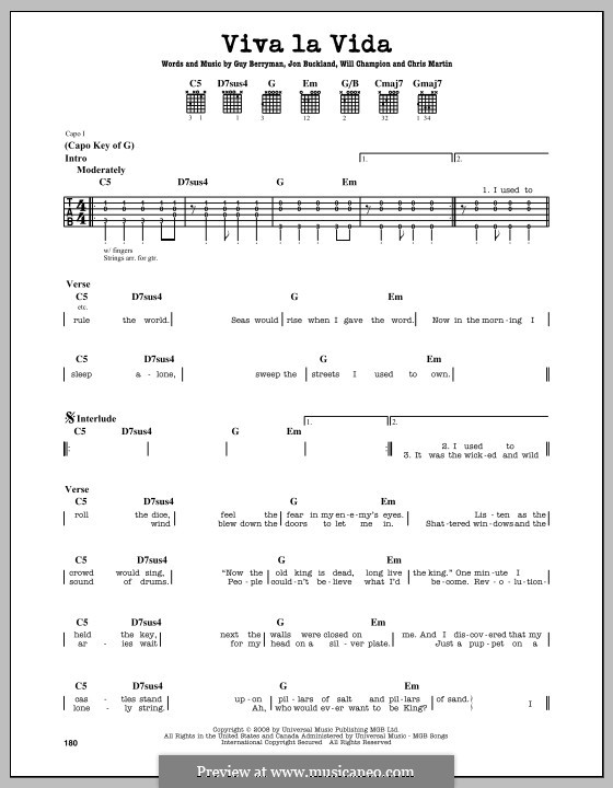Instrumental version: Für Gitarre mit Tabulatur by Chris Martin, Guy Berryman, Jonny Buckland, Will Champion