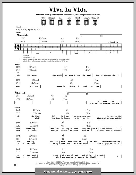Instrumental version: Für Gitarre mit Tabulatur by Chris Martin, Guy Berryman, Jonny Buckland, Will Champion