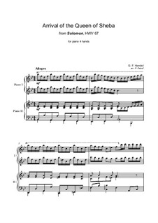 Solomon, HWV 67: The Arrival of the Queen of Sheba, for piano four hands by Georg Friedrich Händel