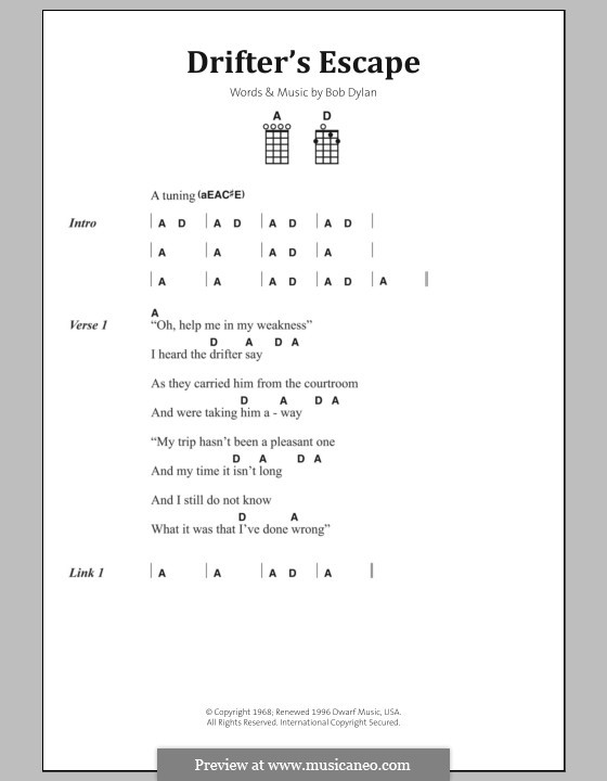 Drifter's Escape: Text und Akkorde by Bob Dylan