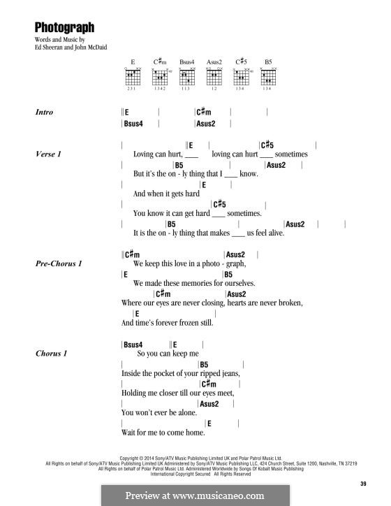 Photograph: Text und Akkorde by Ed Sheeran, John McDaid